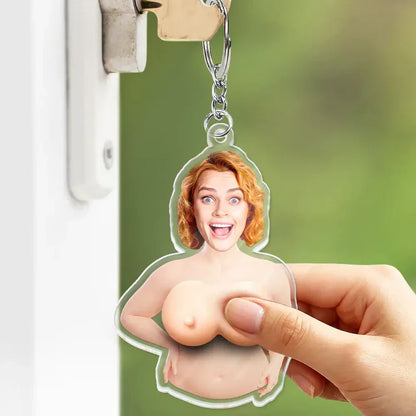 Personalized Photo Keychain, Cheeky Squishy Cutout for Friends, Unique Creative Gift