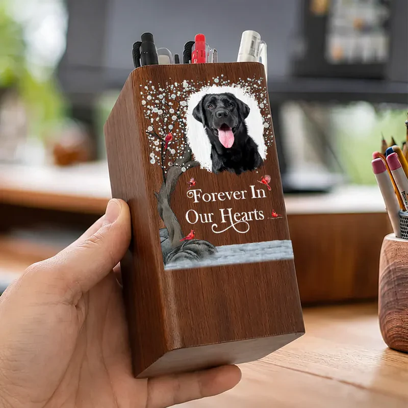 Personalized Wooden Pen Holder Clock With Senior Portrait, I'm Always With You, Creative Gift for Family