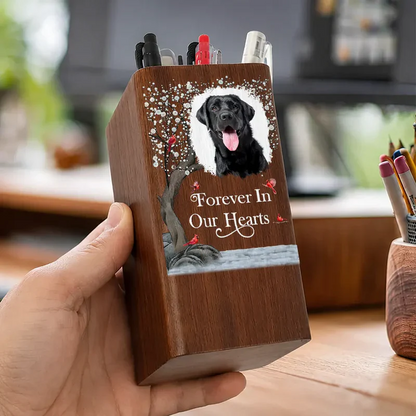 Personalized Wooden Pen Holder Clock With Senior Portrait, I'm Always With You, Creative Gift for Family
