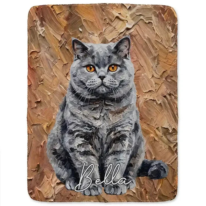 Personalized Fleece Blanket with Oil Painted Sitting Dog Portrait, Creative Gift for Dog Lovers
