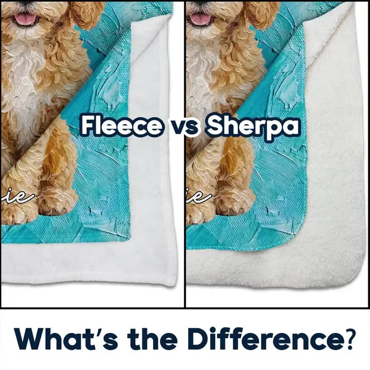 Personalized Fleece Blanket with Oil Painted Sitting Dog Portrait, Creative Gift for Dog Lovers