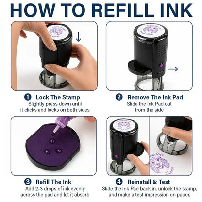 Round Self-Inking Stamp with Pawsome Work Pet Sketch, Creative Gift for Teachers & Dog Lovers