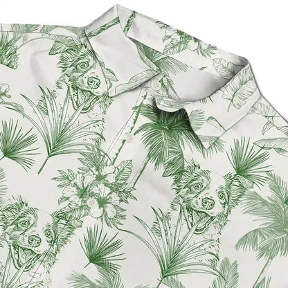 Personalized Hawaiian Shirt With Dog Pencil Art, Tropical Beach Outfit, Unique Gift for Dog Lover