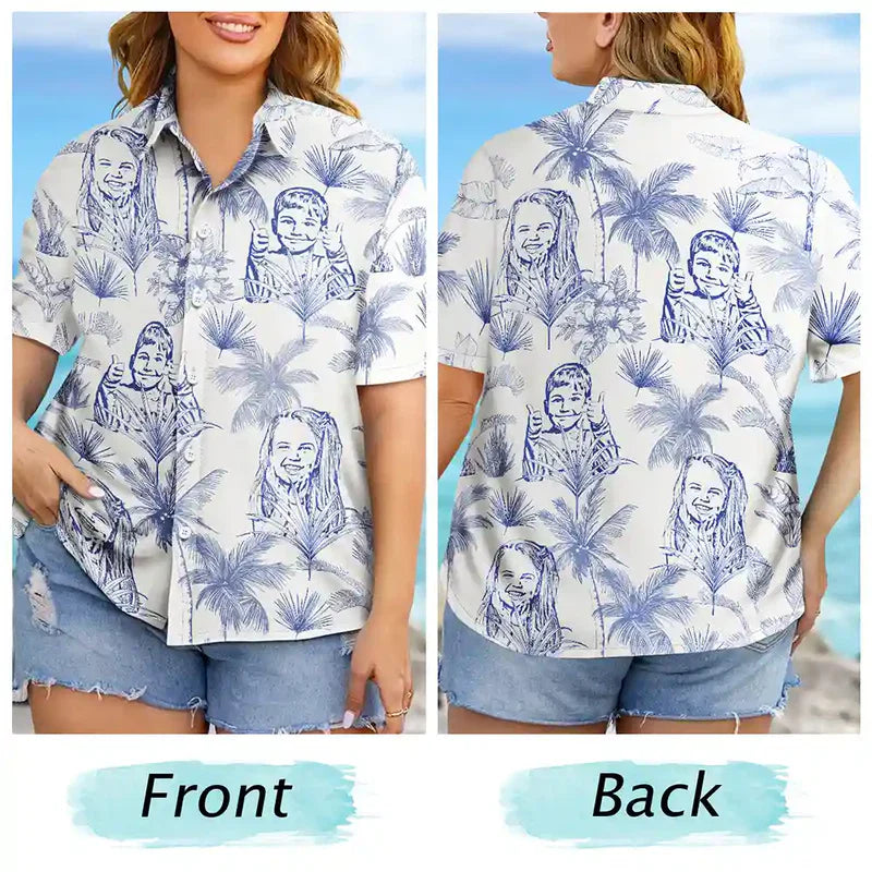 Personalized Hawaiian Shirt With Dog Pencil Art, Tropical Beach Outfit, Unique Gift for Dog Lover