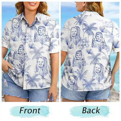 Personalized Hawaiian Shirt With Dog Pencil Art, Tropical Beach Outfit, Unique Gift for Dog Lover