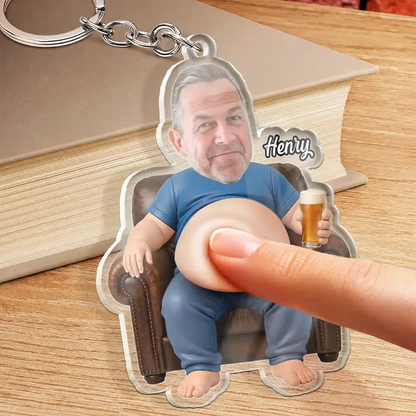 Personalized Dad Bod Keychain, Custom Photo Squishy Belly Design, Unique Creative Gift for Dad