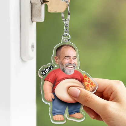 Personalized Dad Bod Keychain, Custom Photo Squishy Belly Design, Unique Creative Gift for Dad