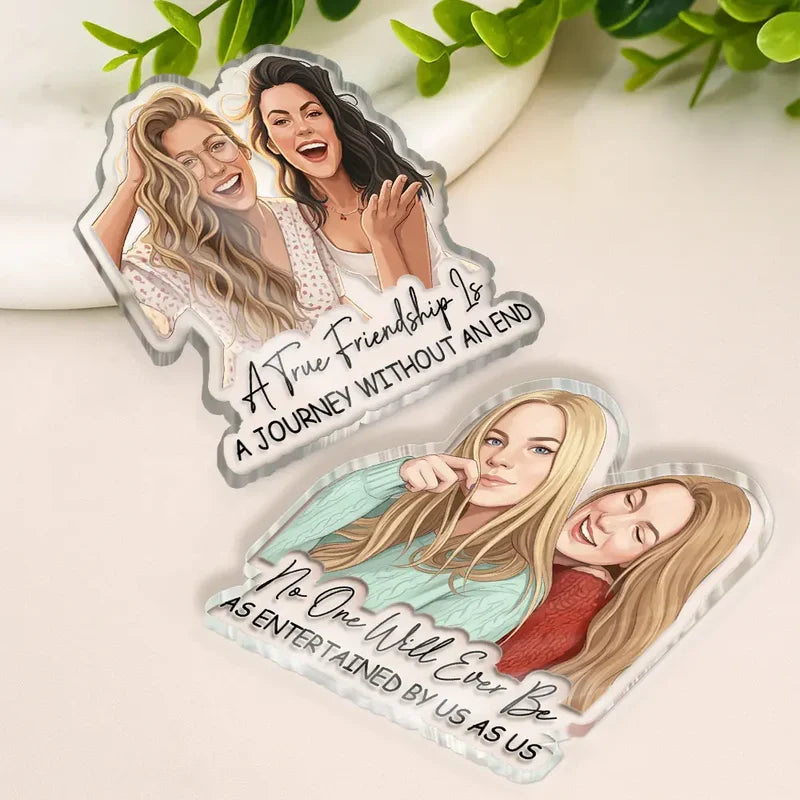 Personalized Acrylic Magnet with Semi-Realistic Hugging Friends Portrait, Unique Creative Gift for a Close Friend