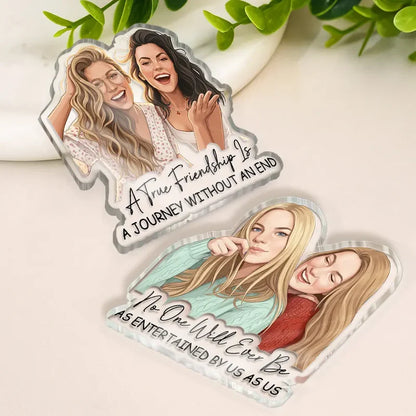 Personalized Acrylic Magnet with Semi-Realistic Hugging Friends Portrait, Unique Creative Gift for a Close Friend
