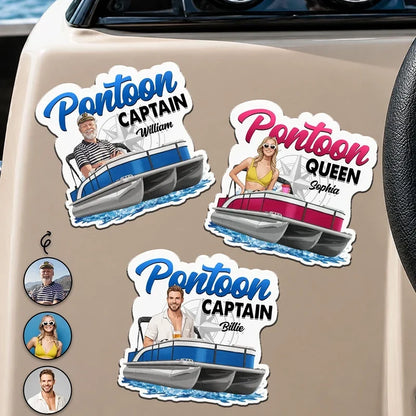 Personalized Acrylic Magnet, Boaters Aboard Pontoon Boats on Blue Water, Unique Gift for Captains & Boat Lovers