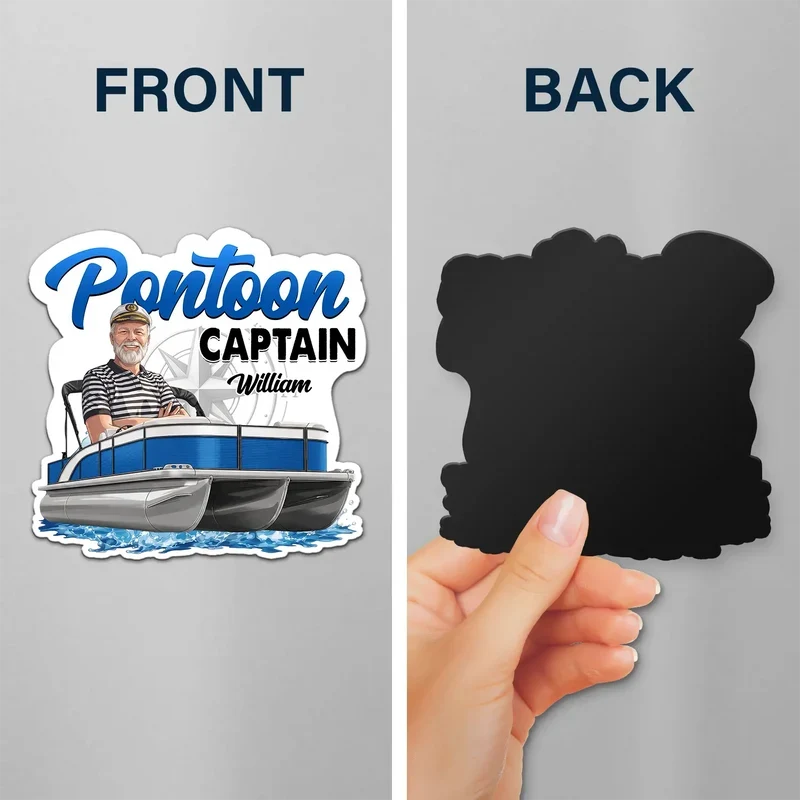 Personalized Acrylic Magnet, Boaters Aboard Pontoon Boats on Blue Water, Unique Gift for Captains & Boat Lovers