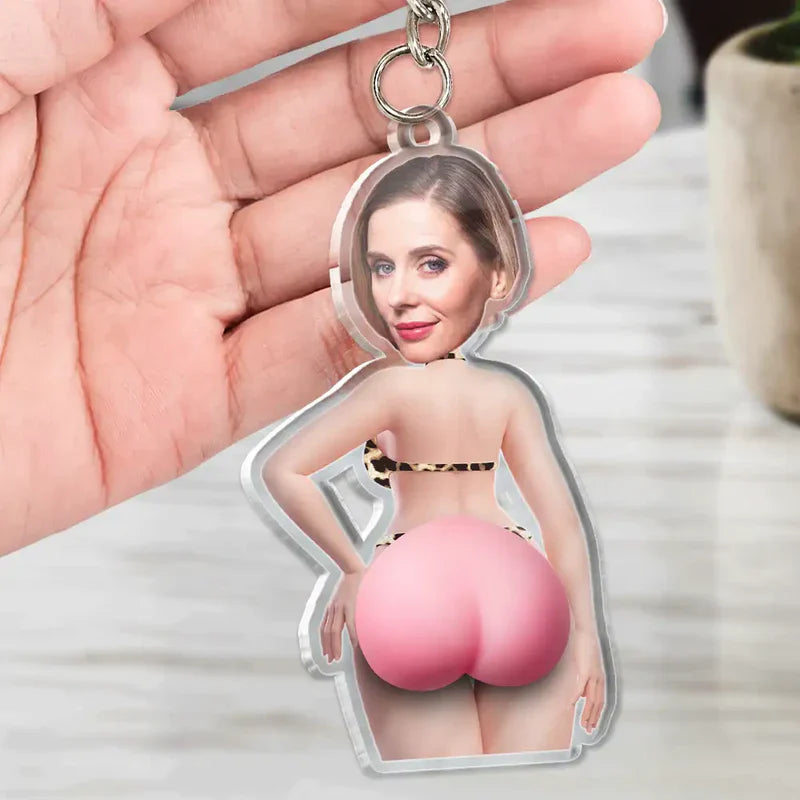 Custom Face Keychain with Pink Sunglasses Look, Playful Unique Gift for Her & Best Friend