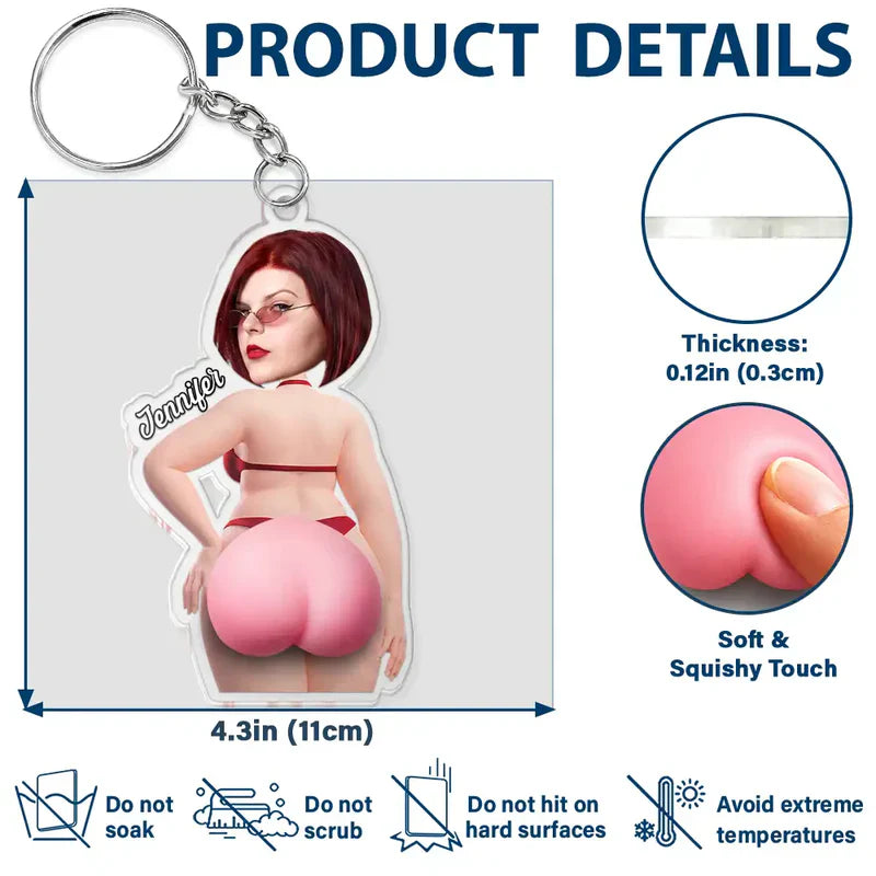 Custom Face Keychain with Pink Sunglasses Look, Playful Unique Gift for Her & Best Friend