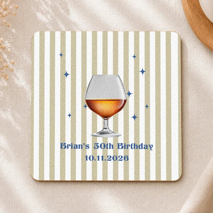 Custom Round Cork Coaster for a Birthday Table, Colorful Cocktail Keepsake and Creative Gift for Family
