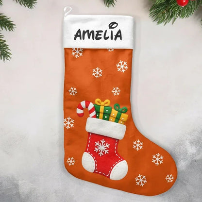 Personalized Christmas Stocking with Festive Character Art, Unique Family Gift for Fireplace Display