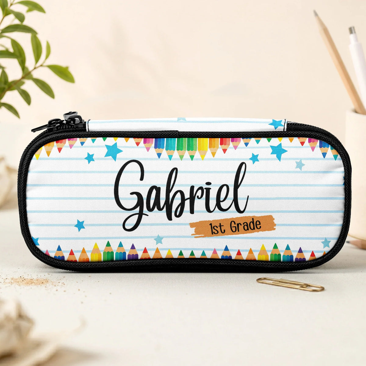Personalized Pencil Case, Colorful School Design, Unique Back To School Gift For Kids