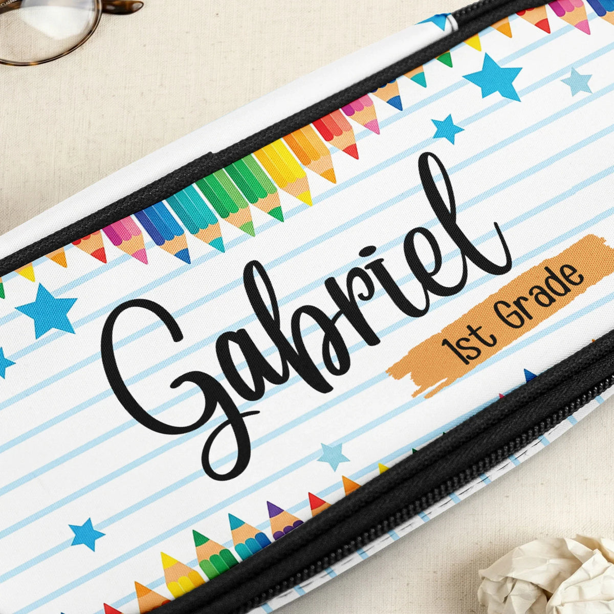 Personalized Pencil Case, Colorful School Design, Unique Back To School Gift For Kids