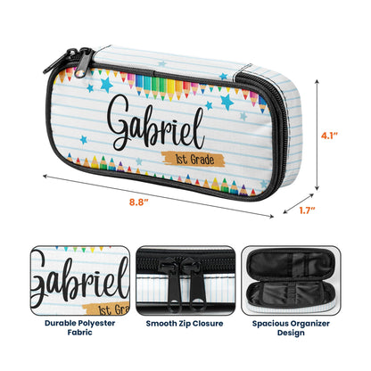 Personalized Pencil Case, Colorful School Design, Unique Back To School Gift For Kids