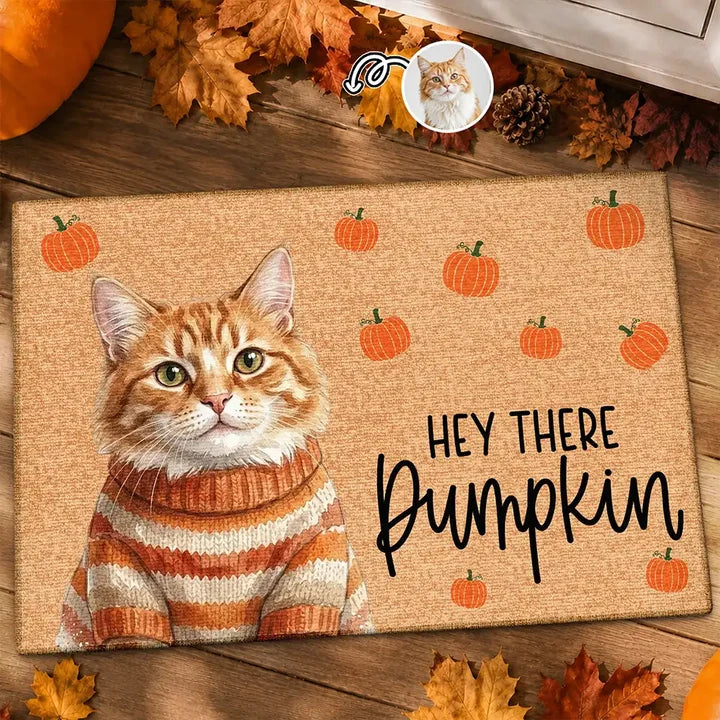 Personalized Standard Doormat, Custom Watercolor Dog With Pumpkins, Unique Housewarming Gift for Dog Lovers