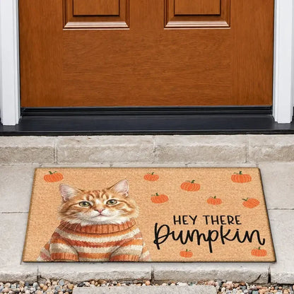 Personalized Standard Doormat, Custom Watercolor Dog With Pumpkins, Unique Housewarming Gift for Dog Lovers