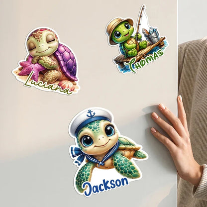 Personalized Beach Turtle Acrylic Magnet, Cruise Door Decor, Unique Creative Gift for Family Travelers