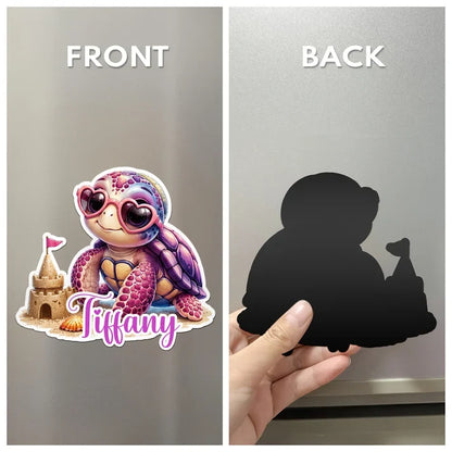 Personalized Beach Turtle Acrylic Magnet, Cruise Door Decor, Unique Creative Gift for Family Travelers