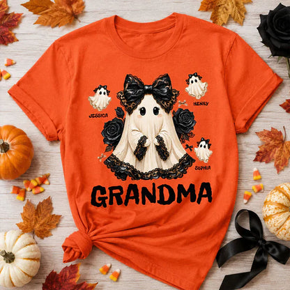 Custom Grandma Halloween Classic Tee, Cute Ghost Family Party Outfit, Unique Gift For Nana