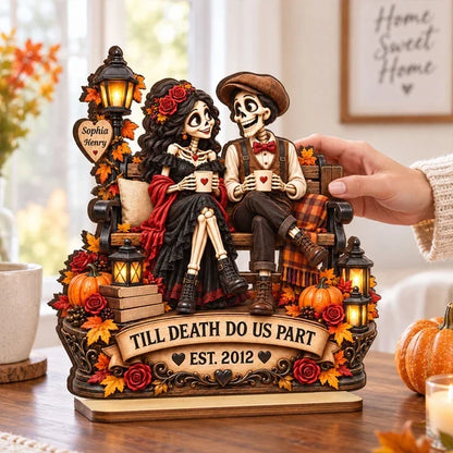 Till Death Do Us Part Personalized 2-Layer Wooden Plaque, Skeleton Couple Creative Gift for Him or Her