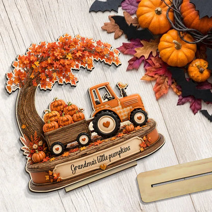 Personalized 2-Layer Wooden Plaque with Grandma's Little Pumpkins, Unique Fall Gift for Grandma