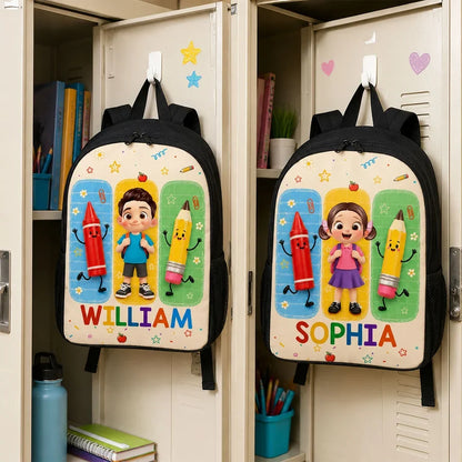 Personalized Kids School Backpack, Backpack-Wearing Cartoon Student, Unique Back to School Gift for Kids