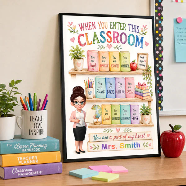 Personalized Teacher Poster, Colorful Classroom Affirmation Wall Art, Unique Creative Gift for Teacher