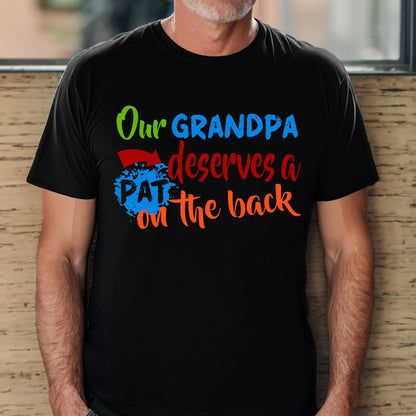Personalized Dual Print Classic Tee for Grandpa, Unique Father's Day Gift With Colorful Handprints