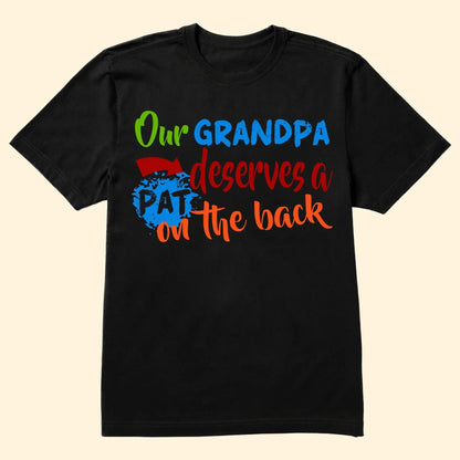 Personalized Dual Print Classic Tee for Grandpa, Unique Father's Day Gift With Colorful Handprints