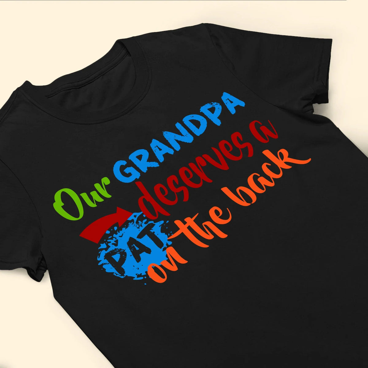 Personalized Dual Print Classic Tee for Grandpa, Unique Father's Day Gift With Colorful Handprints