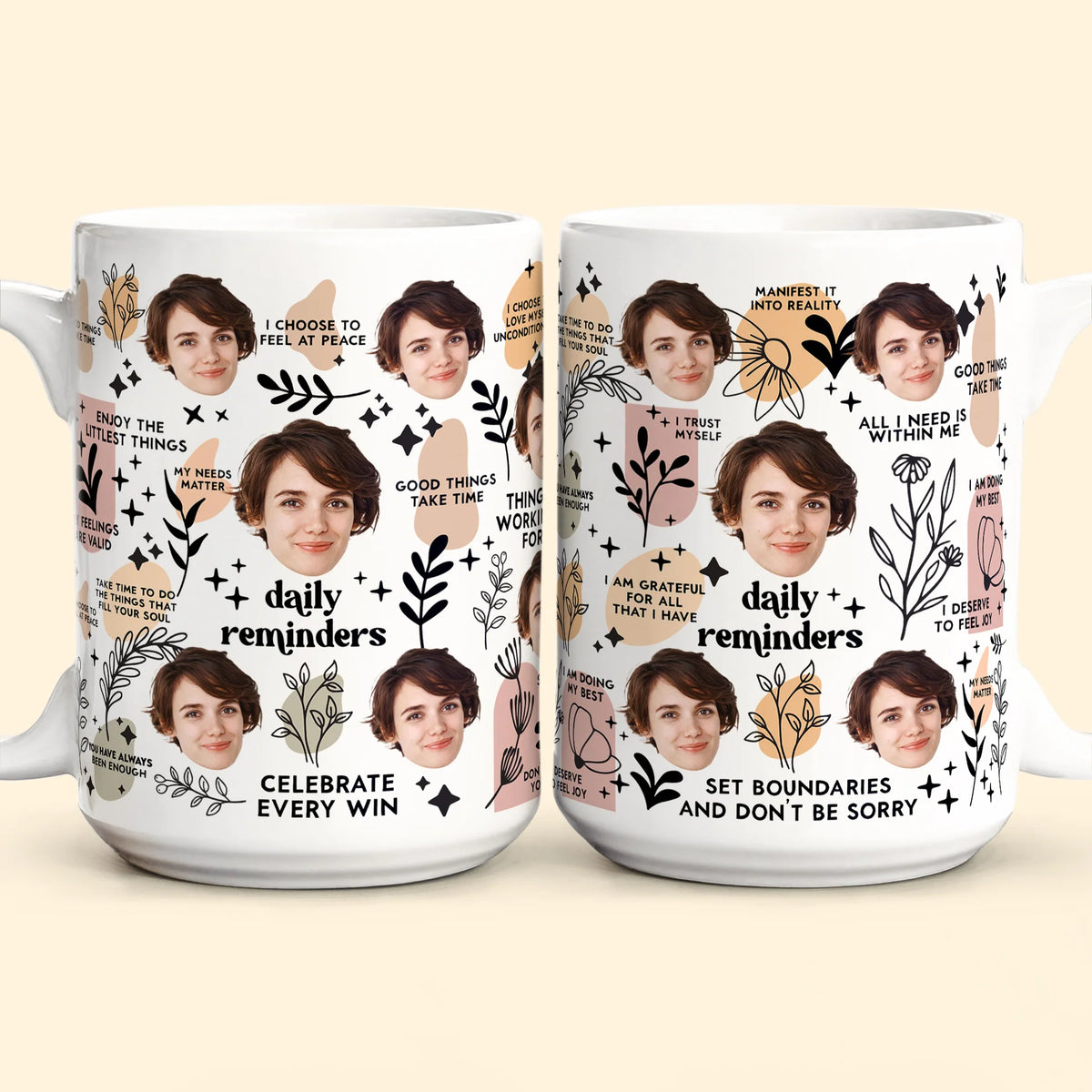 Personalized Ceramic Mug with Multi-Face Design – Couple’s Gift