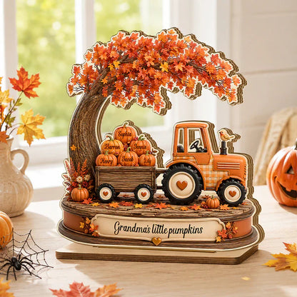 Personalized 2-Layer Wooden Plaque with Grandma's Little Pumpkins, Unique Fall Gift for Grandma