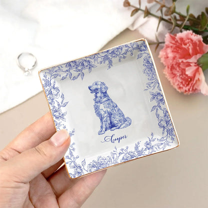Custom Dog Lover Bone China Plaque in Toile de Jouy Style – Collectible Pet Wall Decor & Thoughtful Holiday or Anniversary Gift