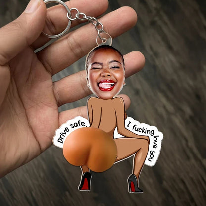 Personalized Silicone Chest Acrylic Keychain, Cheeky Photo Style Unique Gift for Partner
