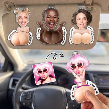 Silicone Chest Acrylic Car Visor Clip, Funny Driver Visor Decor, Unique Creative Gift For Friend