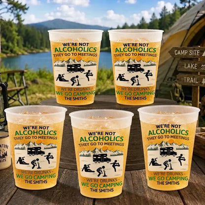 Personalized Camping Frosted Plastic Cup, Drunk Stick Figure Design, Unique Gift for Campers