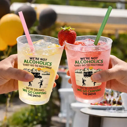 Personalized Camping Frosted Plastic Cup, Drunk Stick Figure Design, Unique Gift for Campers