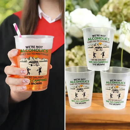 Personalized Camping Frosted Plastic Cup, Drunk Stick Figure Design, Unique Gift for Campers
