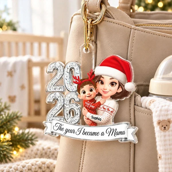 Personalized Acrylic Ornament, The Year I Became a Mama, Mother Holding Baby, Creative Christmas Gift for New Mom