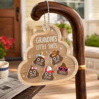 Personalized Acrylic Car Hanger for Grandpa, Funny Little Crew Car Mirror Decor, Unique Father's Day Gift
