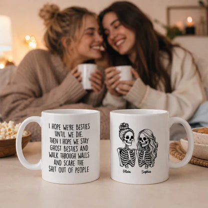Funny Friendship Mug With Custom Ghost Friends Quote, Unique Creative Gift For Coworker
