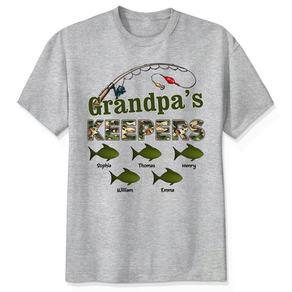 Grandpa's Keepers Camouflage Fishing Shirt – Personalized 2026 Father's Day Gift with Kids' Names