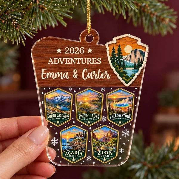 Personalized Acrylic Ornament, Couple's Travel Memories in Rich Sunset Colors, Creative Christmas Gift