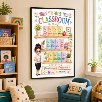 Personalized Teacher Poster, Colorful Classroom Affirmation Wall Art, Unique Creative Gift for Teacher
