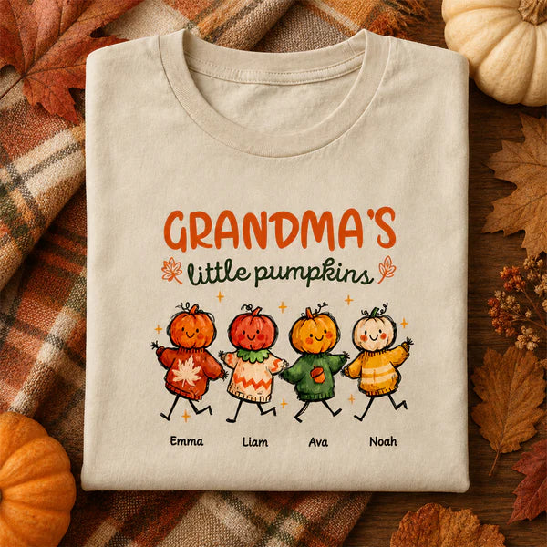 Personalized Grandma's Little Pumpkins Classic Tee, Unique Fall Gift for Grandma