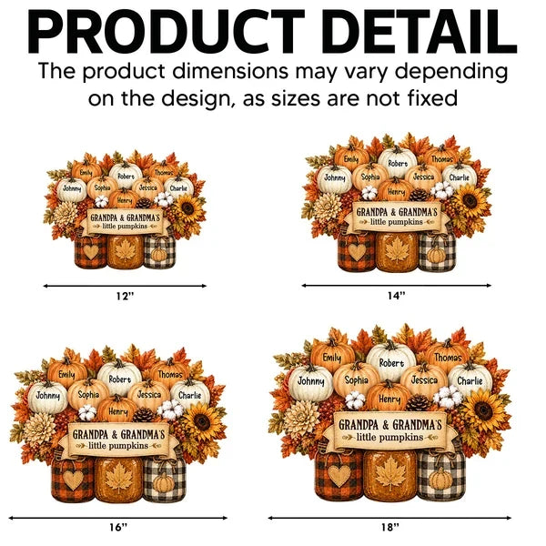 Grandpa & Grandma's Little Pumpkins Shaped Yard Sign, Personalized Fall Display, Creative Family Gift